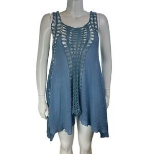 Beach by Exist Swim Coverup Dress Blue Size L/XL Asymmetrical Hem